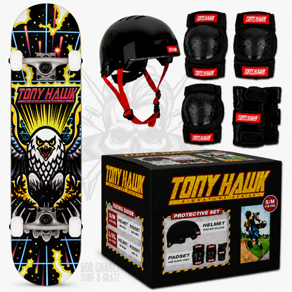 Tony Hawk SS 180 Complete Arcade Skateboard + Protective Gear Combo