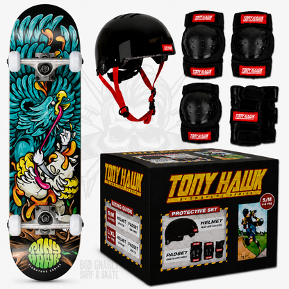 Tony Hawk SS 180 Complete Rotten Skateboard + Protective Gear Combo
