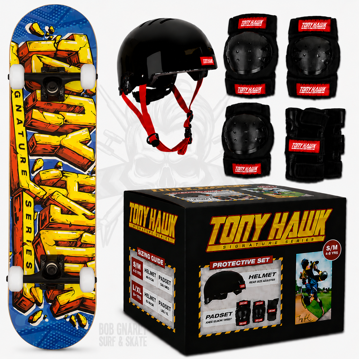 Tony Hawk SS 540 Complete Smash Skateboard + Protective Gear Combo