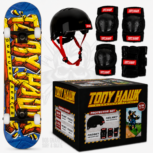 Tony Hawk SS 540 Complete Smash Skateboard + Protective Gear Combo