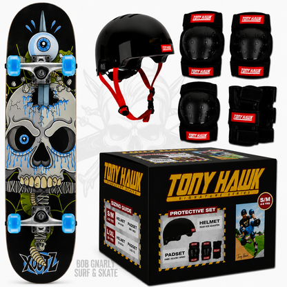Xootz Street Skateboard Snake Skull & Tony Hawk Protection Bundle