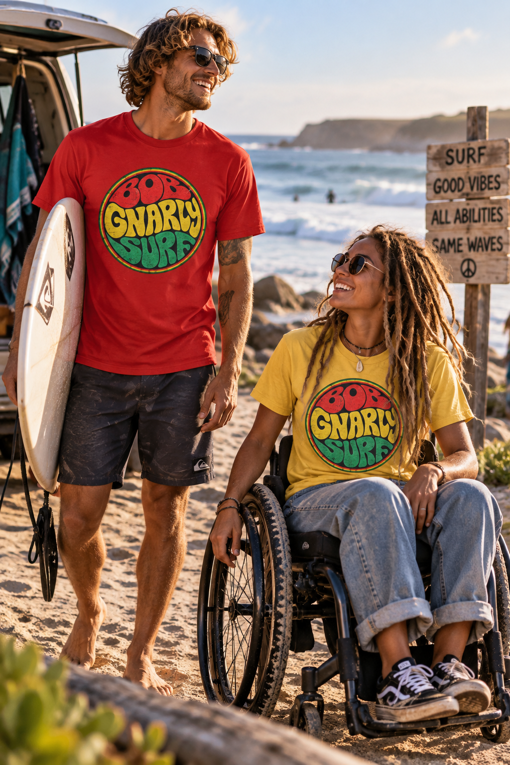 Bob Gnarly Surf Retro Circle T-Shirt