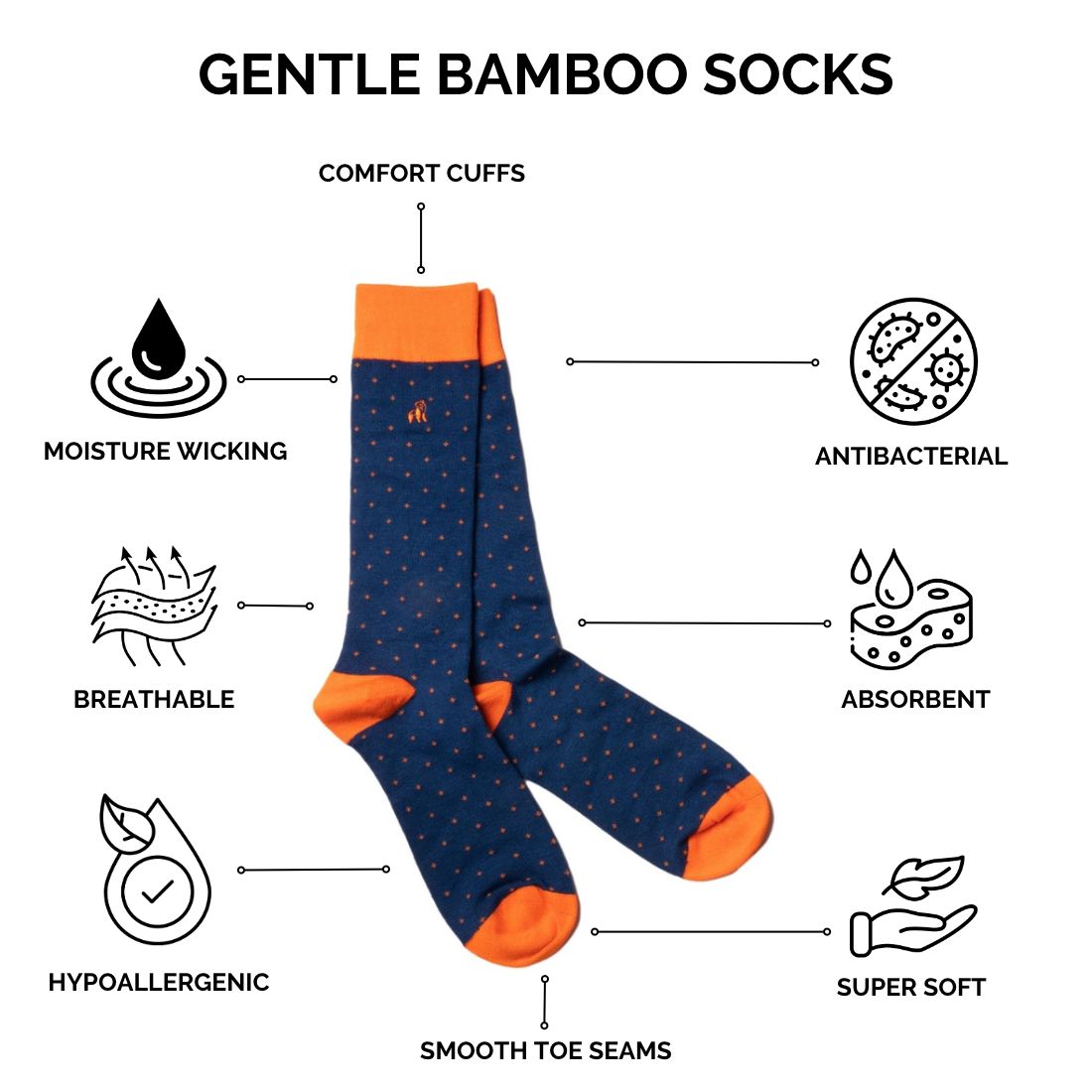 Grey Small Striped Bamboo Socks (Comfort Cuff) Socks Swole Panda