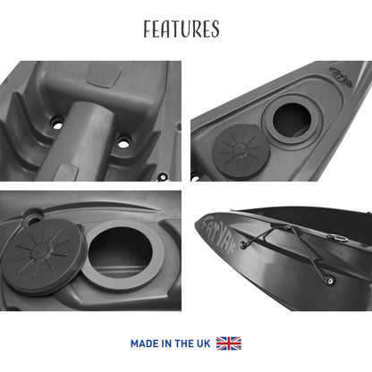 Kaafu Eco Solo Kayak | 100% Ocean Plastic | Black | Lightweight & Stable