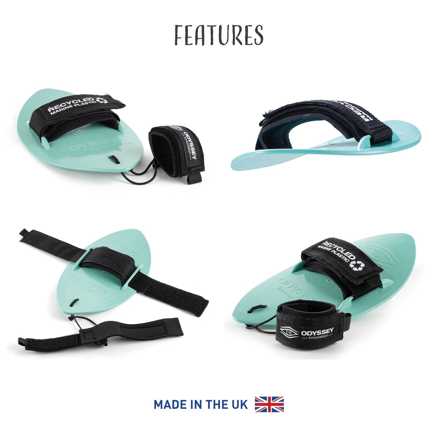 Odyssey Bodysurfing Handplane | 100% Ocean Plastic | Mint Green | Wave Control