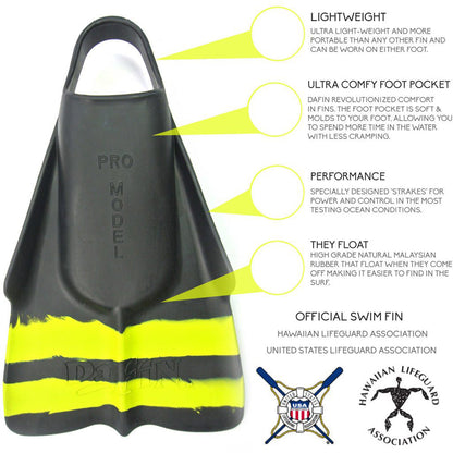 DaFin Fins - Slyde - Black & Yellow Swimming Fins Dafin