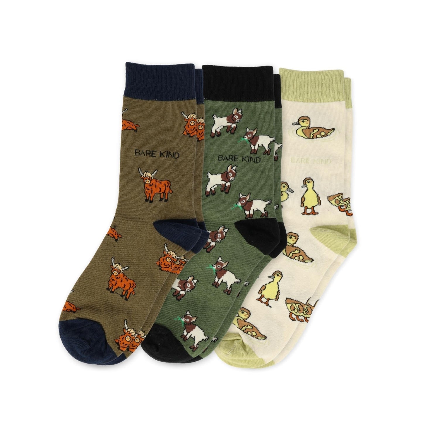 Farm Animals Bundle of 3 Bamboo Sock Set Socks Bare Kind