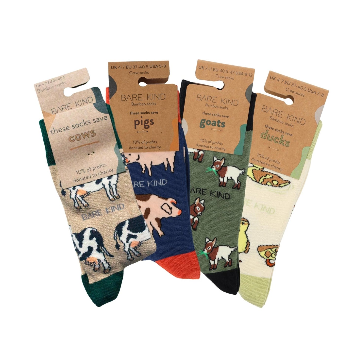 Farm Rainbow Bundle of 4 Bamboo Sock Set Socks Bare Kind