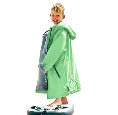 FatStick Kids Childs Changing Robe “FatWrap” With Sherpa Fleece Lining Accessories/Bags FatStick Boards Green & Free Hat Kids 7-11 years