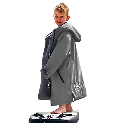 FatStick Kids Childs Changing Robe “FatWrap” With Sherpa Fleece Lining Accessories/Bags FatStick Boards Storm Grey & Free Hat Kids 7-11 years