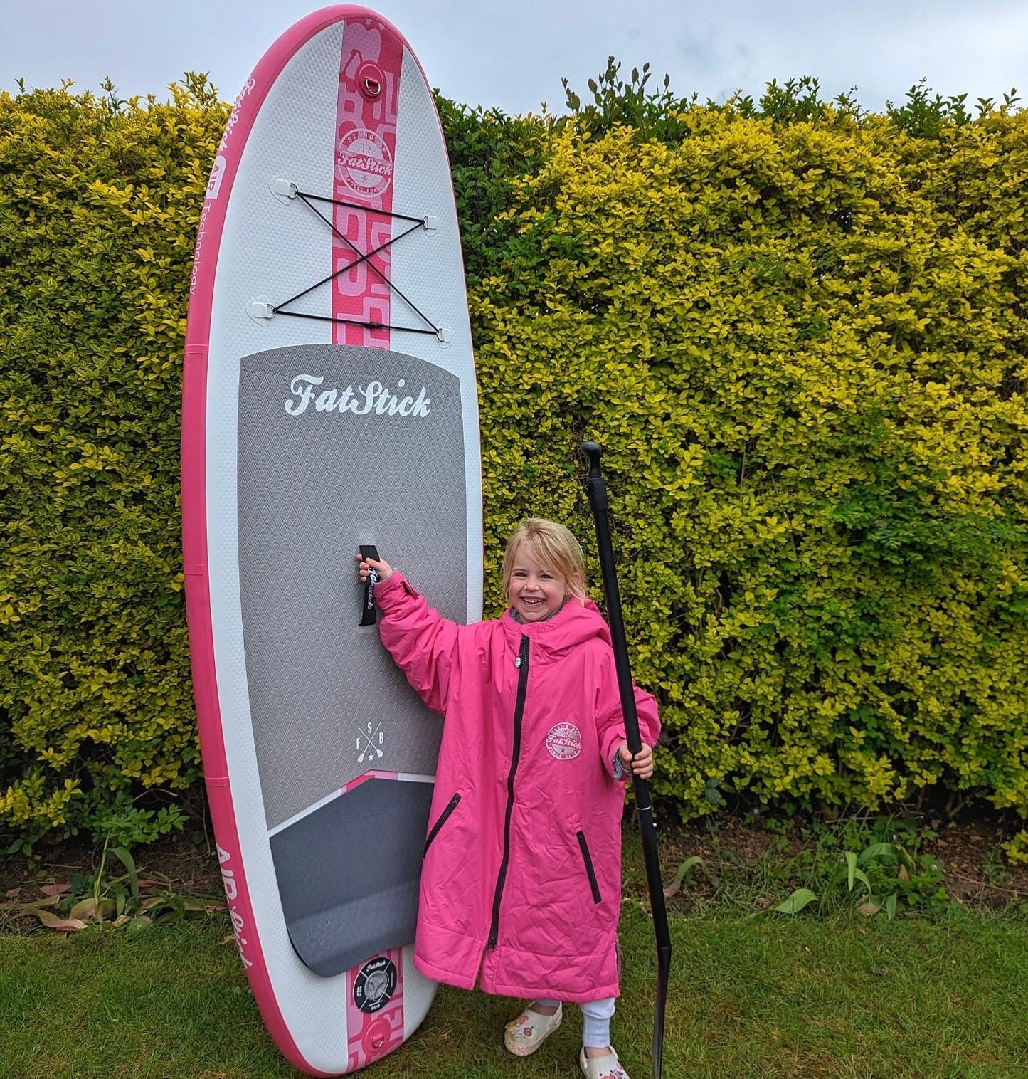 Kids 7’6 GromStick Inflatable Stand Up Paddle Board Package | Childs SUPs FatStick Boards PINK