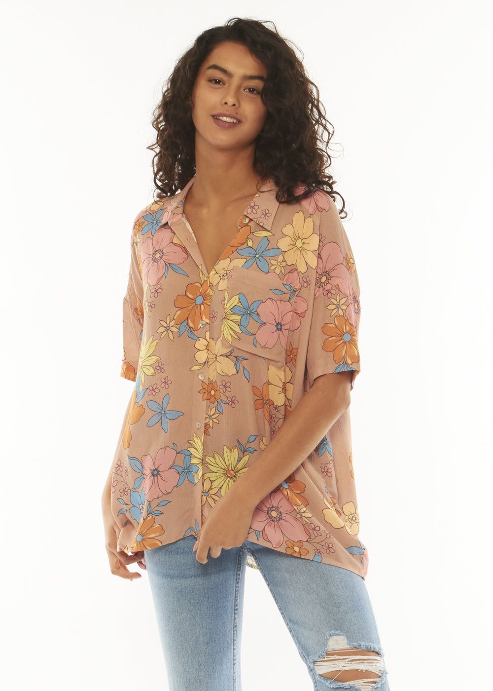 Sisstrevolution Stay Stoked SS Woven Top ladies blouse Sisstrevolution Rust S