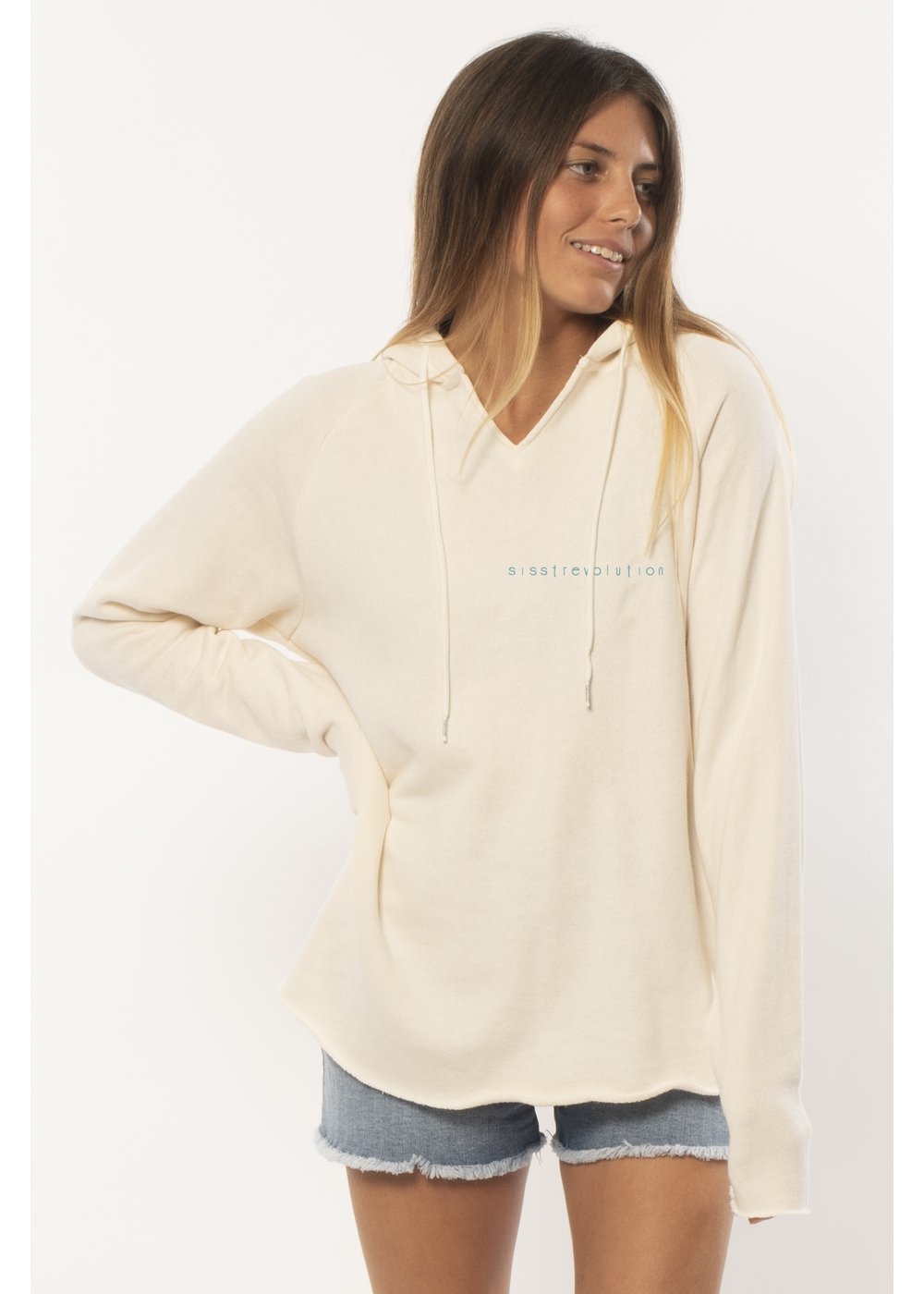 Sisstrevolution Swirl Ls Fleece Hoodie ladies hood Sisstrevolution Vintage White XS