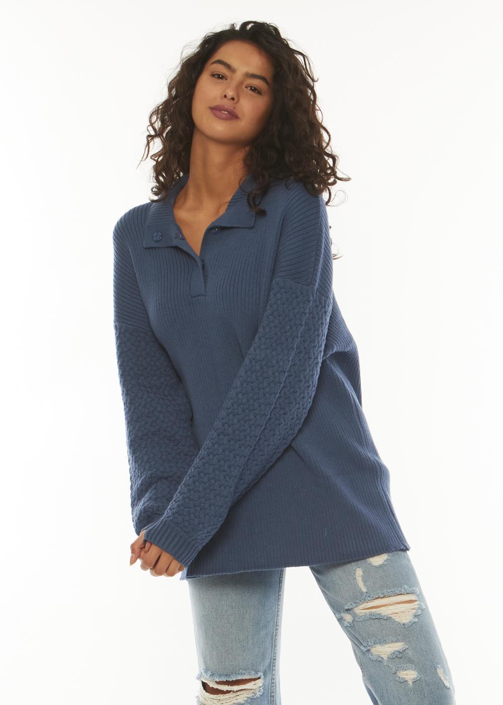 Sisstrevolution Flint Ls Sweater ladies sweater Sisstrevolution blue fog S