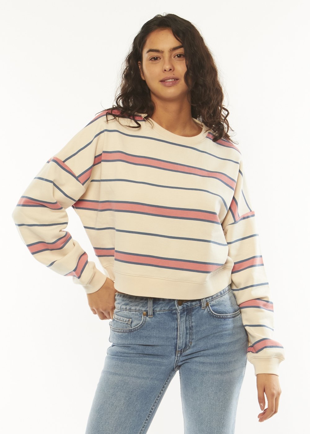 Sisstrevolution Golden Rays LS Fleece ladies crew Sisstrevolution Sea Salt S