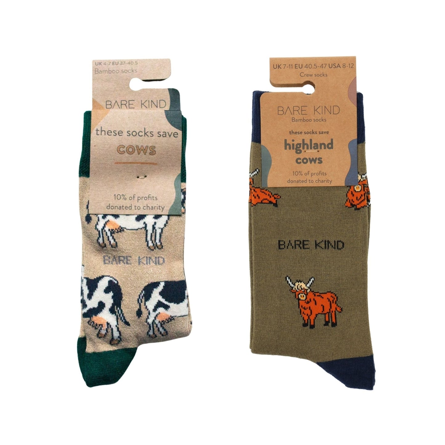 Green Cow Bundle of 2 Bamboo Sock Set Socks Bare Kind