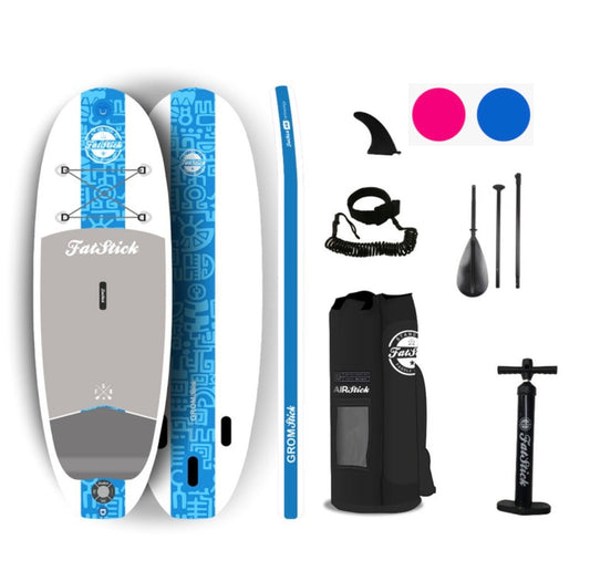 Kids 7’6 GromStick Inflatable Stand Up Paddle Board Package | Childs SUPs FatStick Boards