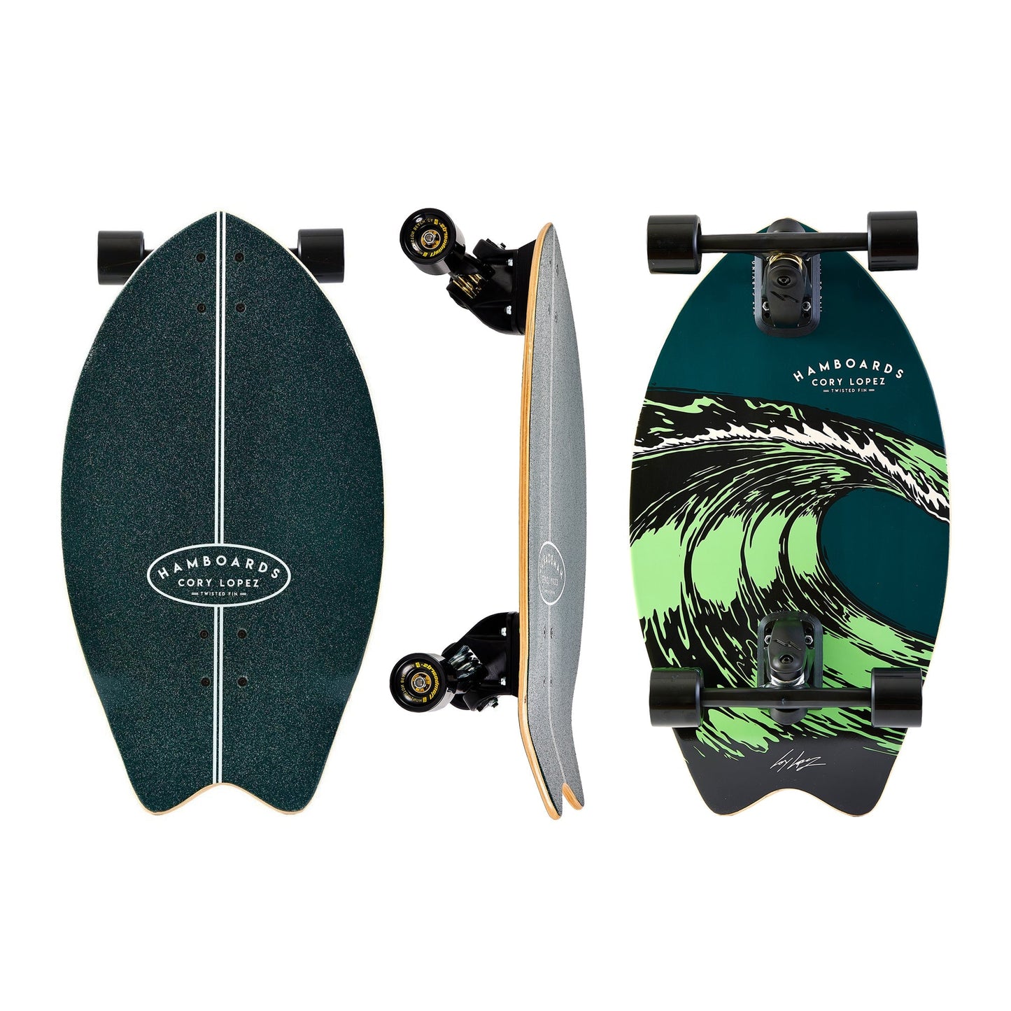 Hamboards - 26" The Corey Lopez Twisted Fin - Dark Teal Skateboards Hamboards