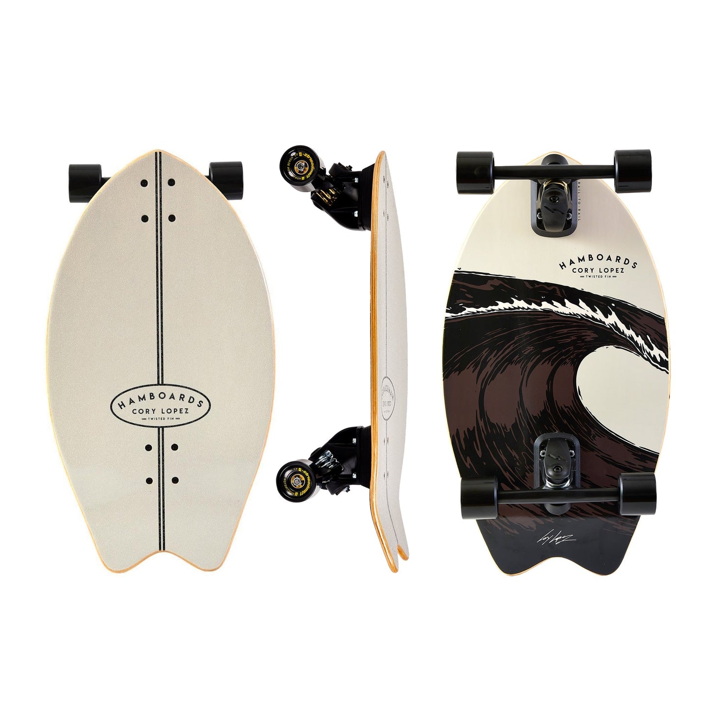 Hamboards - 26" The Corey Lopez Twisted Fin - Grey Skateboards Hamboards