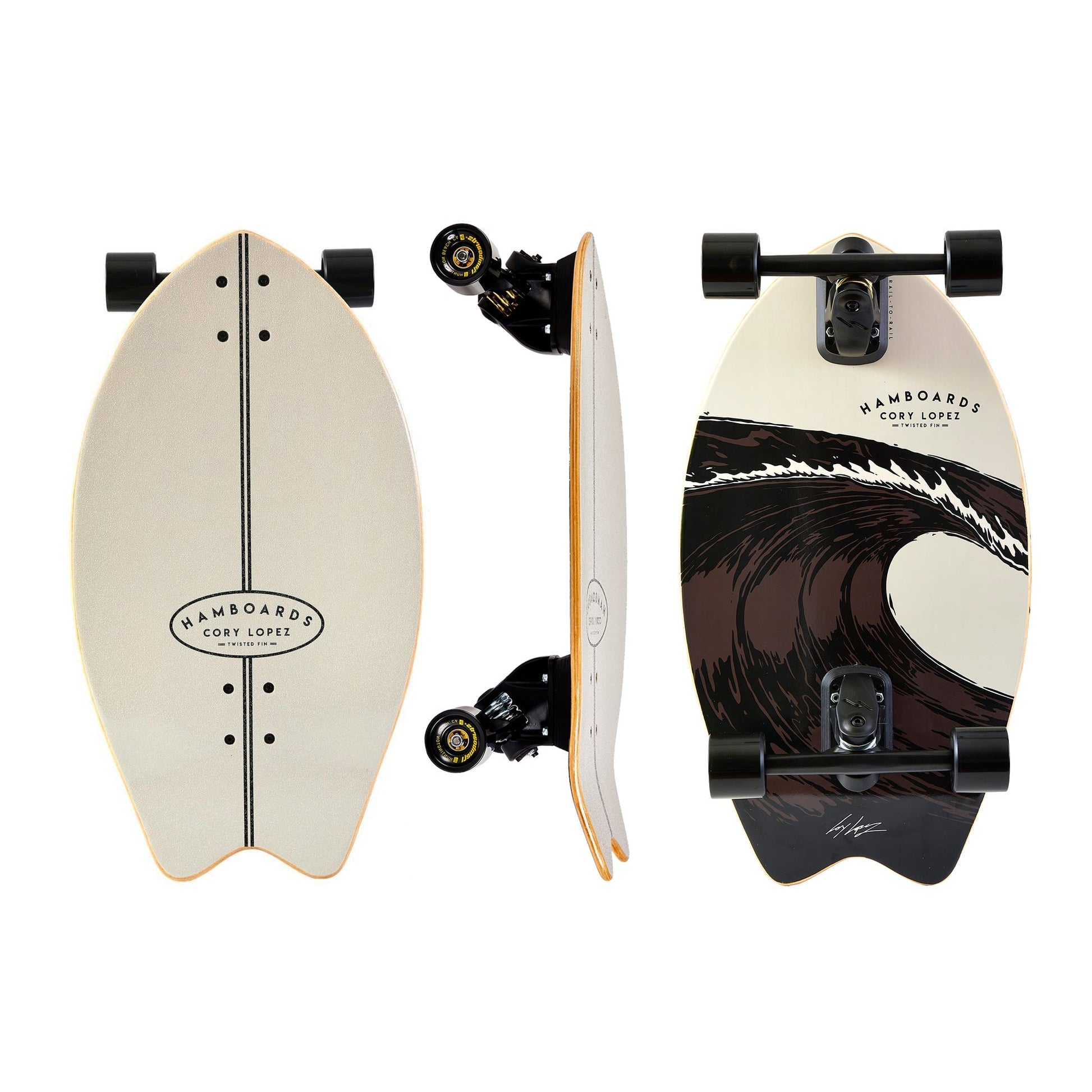 Hamboards - 26" The Corey Lopez Twisted Fin - Grey Skateboards Hamboards