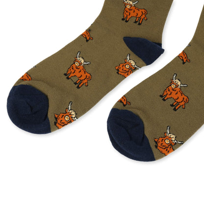 Save the Green Highland Cow Bamboo Socks Socks Bare Kind