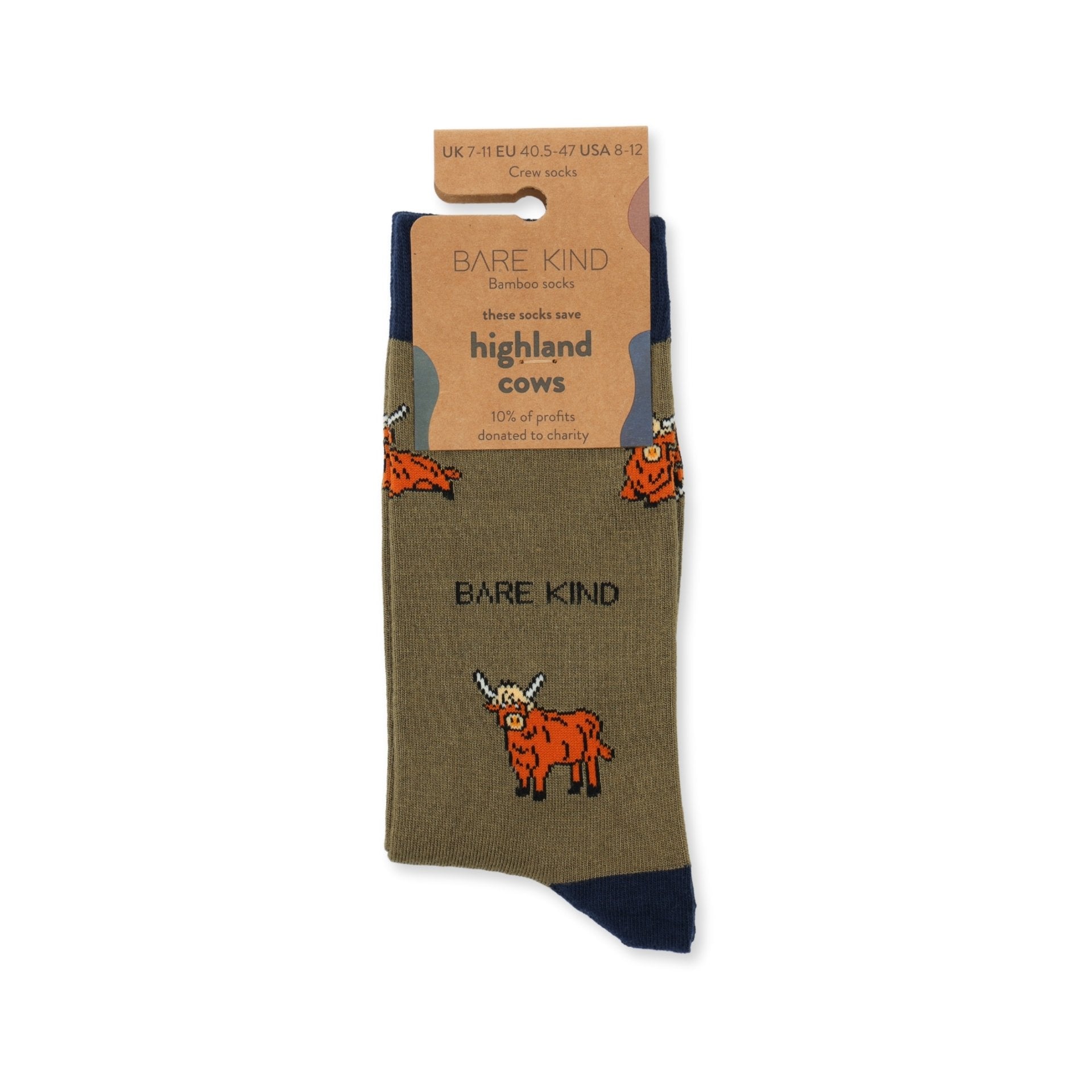Save the Green Highland Cow Bamboo Socks Socks Bare Kind