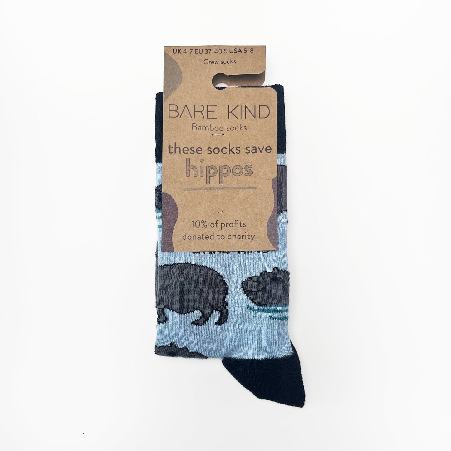 Save the Hippos Bamboo Socks Socks Bare Kind
