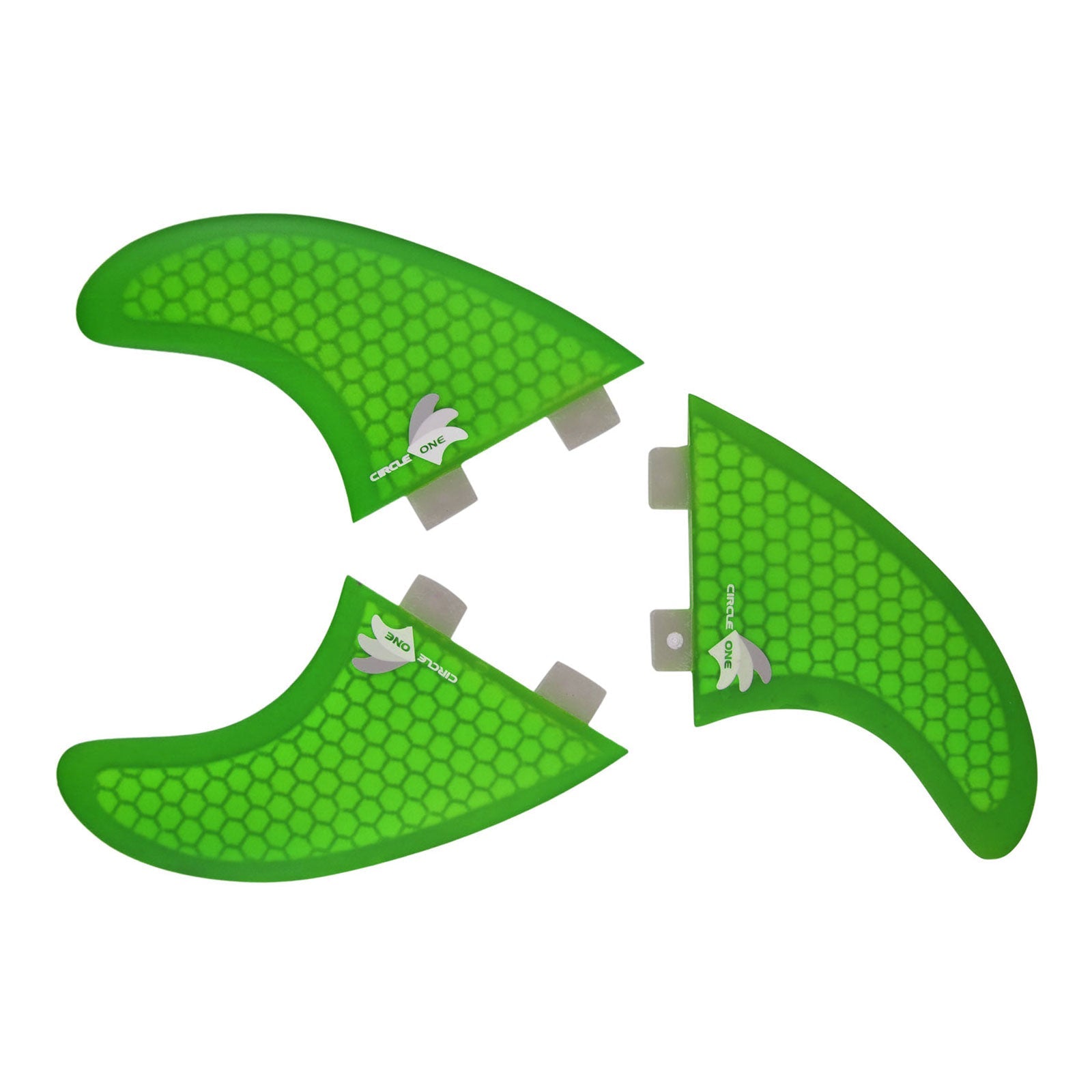 Surfboard Fins Thruster Set (3 Fin) Honeycomb - FCS l & FCS ll compatible M5 spec Surfboard Fins Circle One Surf Green