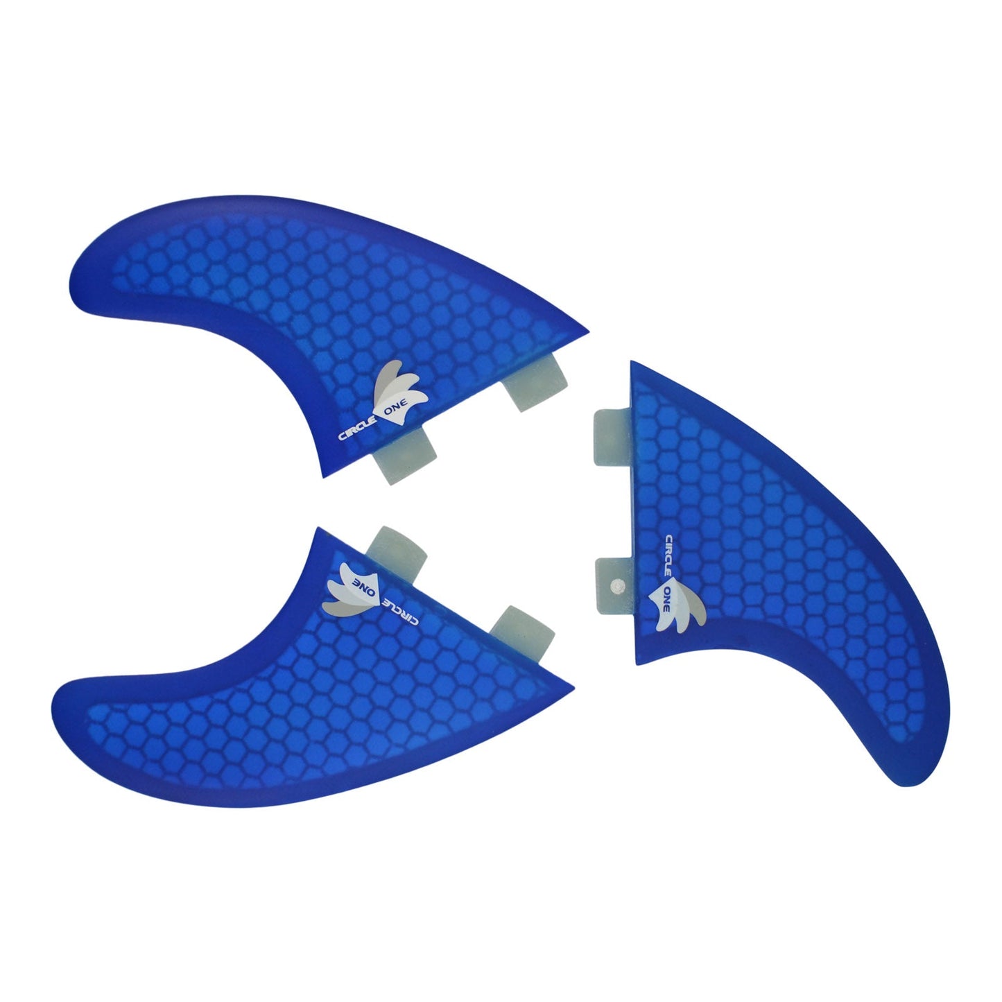 Surfboard Fins Thruster Set (3 Fin) Honeycomb - FCS l & FCS ll compatible M5 spec Surfboard Fins Circle One Surf Blue
