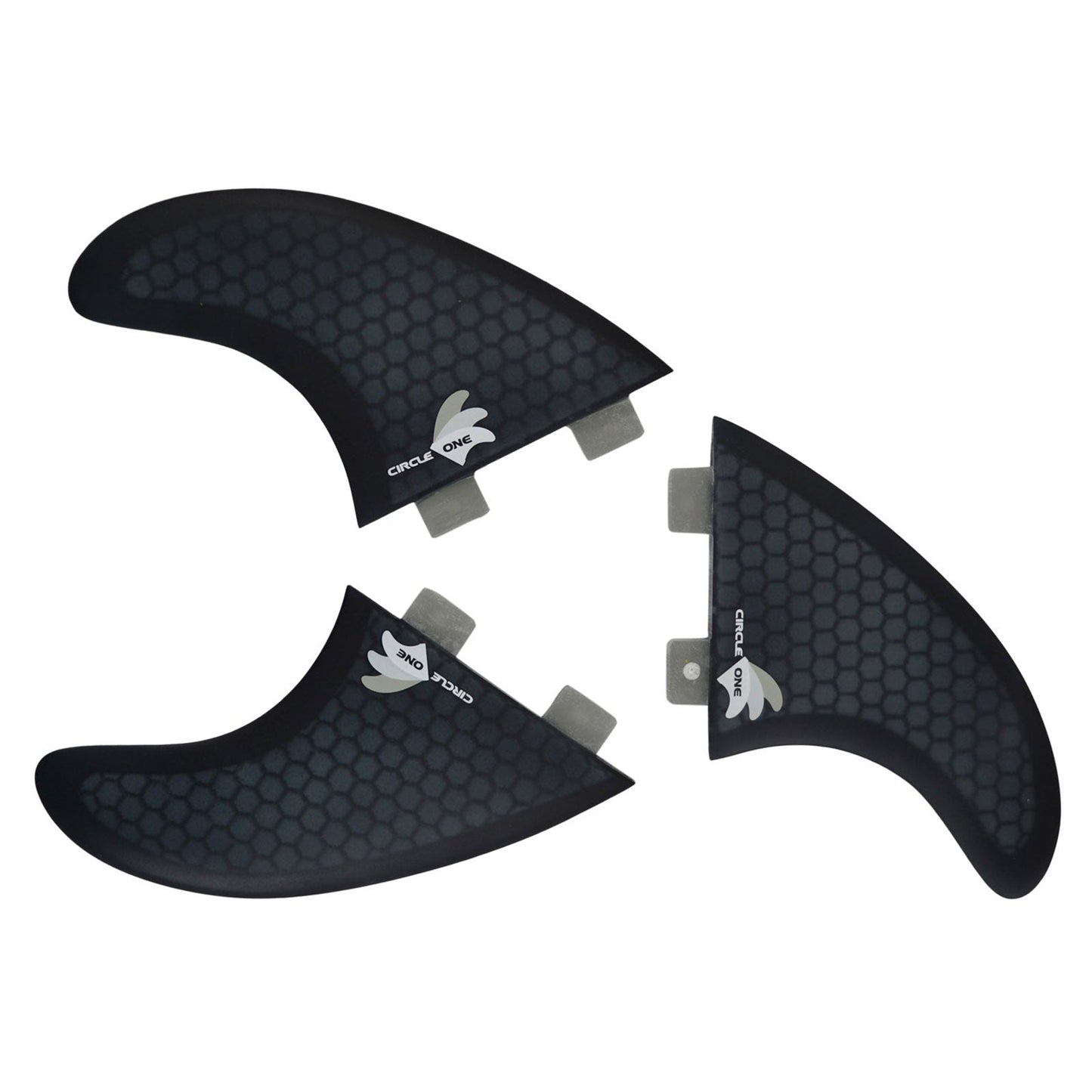 Surfboard Fins Thruster Set (3 Fin) Honeycomb - FCS l & FCS ll compatible M5 spec Surfboard Fins Circle One Surf Grey