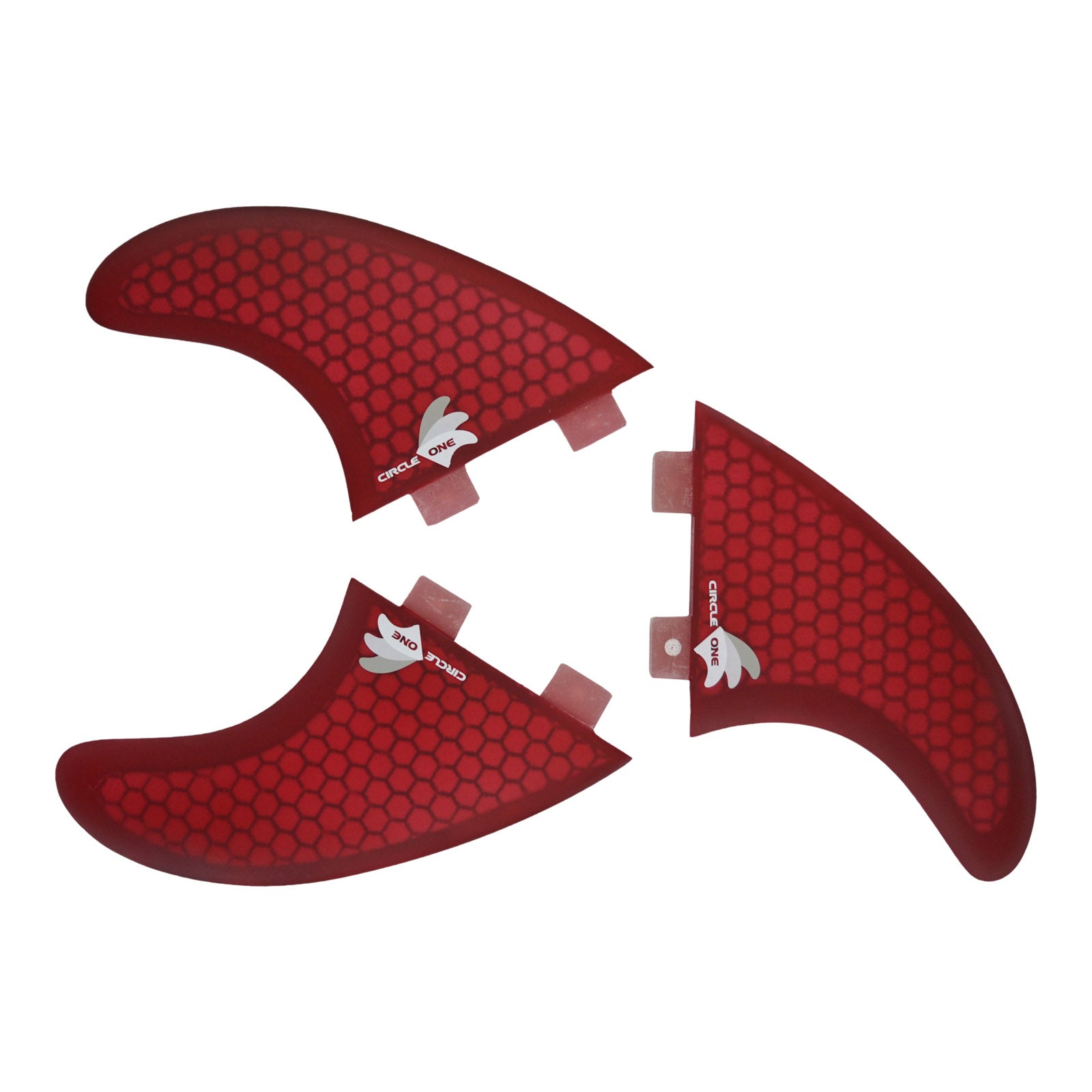 Surfboard Fins Thruster Set (3 Fin) Honeycomb - FCS l & FCS ll compatible M5 spec Surfboard Fins Circle One Surf Red