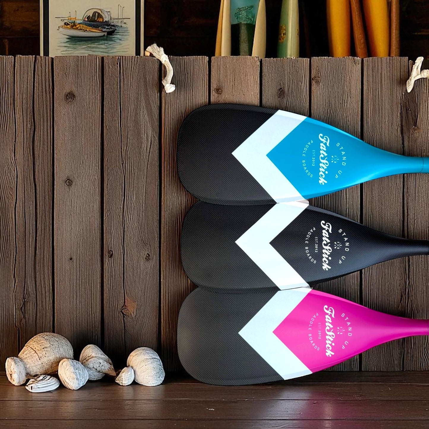 FREE BAG | 3 Piece Full Carbon Paddle Board Paddle - Blue/Pink/Black FatStick Boards