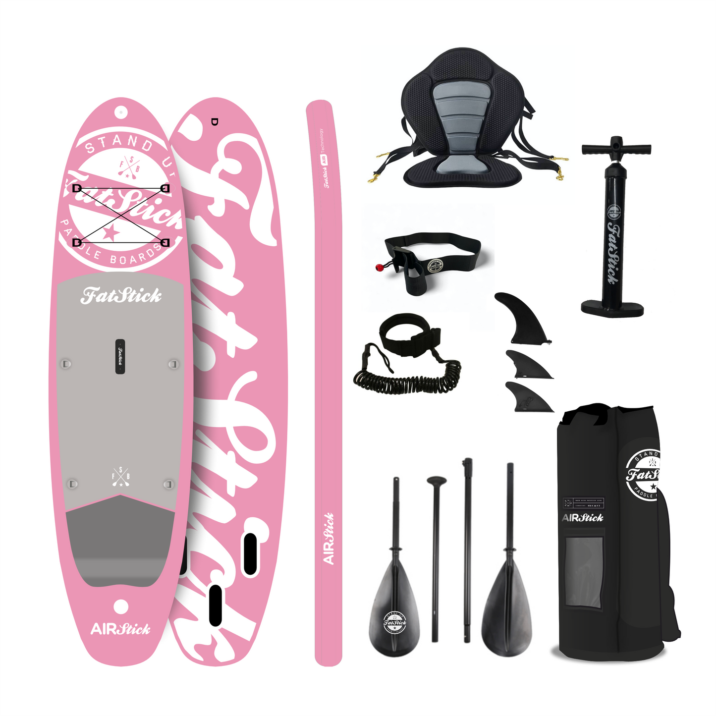NEW 2026 AirStick 10'6 Inflatable Stand Up Paddle Board | SUP Package SUPs FatStick Boards Pink