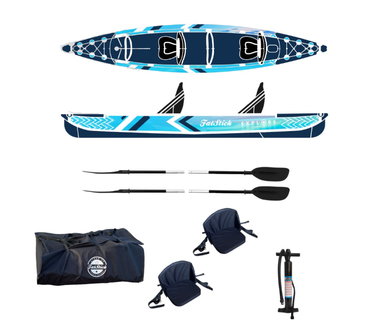 Inflatable 1 & 2 Person Drop Stitch Kayak Package | Canoe | iKayak Sale items FatStick Boards