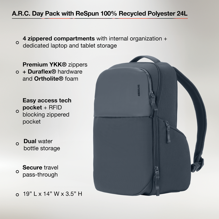 INCASE A.R.C. Daypack With ReSpun 100% Recycled Polyester 24L backpack INCASE