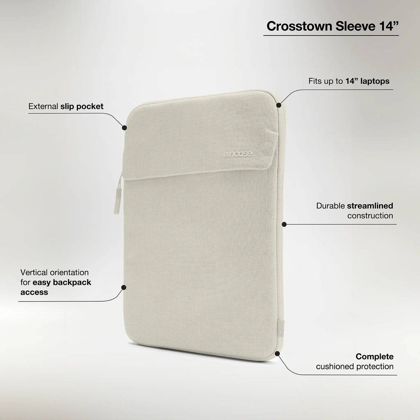 INCASE Crosstown Sleeve with Woolenex for 14-inch Laptop - Limestone bag INCASE