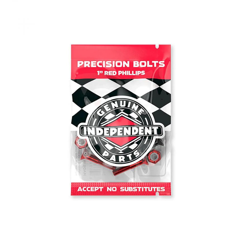 Indy Parts Precision Skateboard Phillips Bolts 1" Hardware Set Black/Red Skateboard Small Parts indy