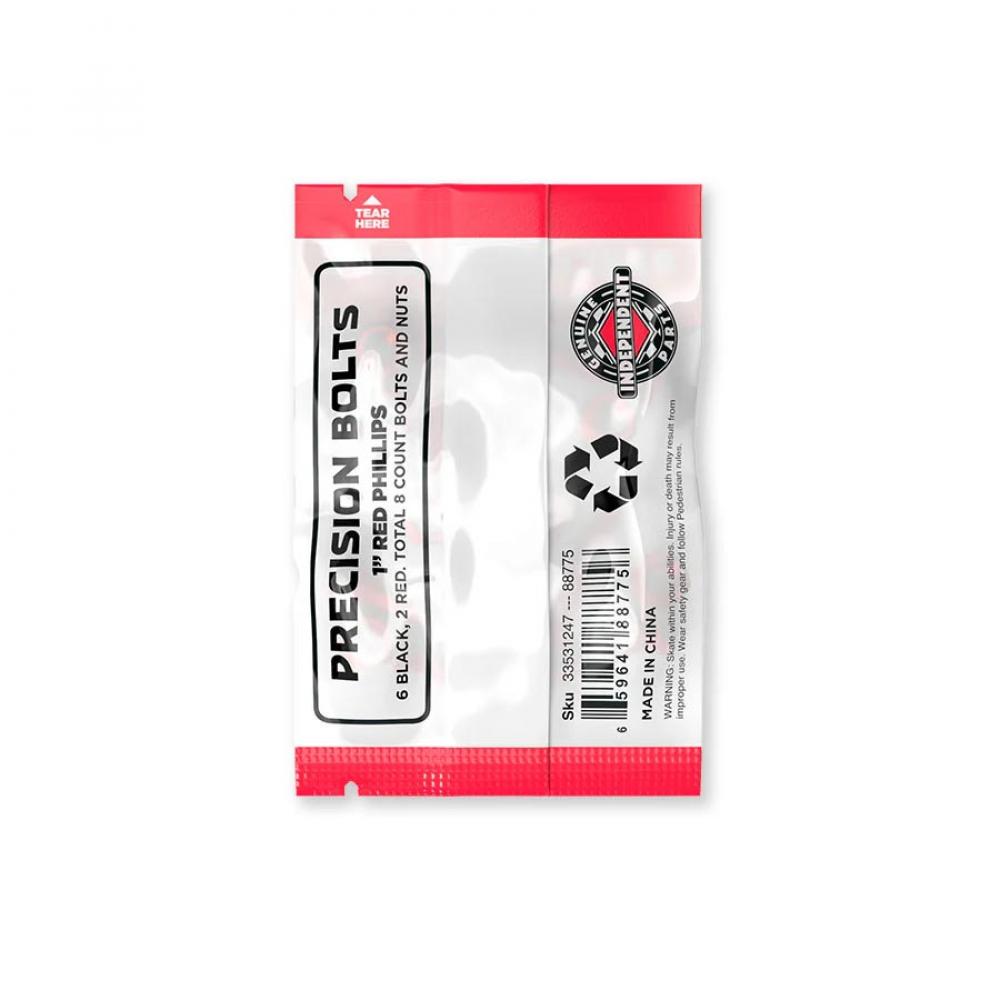Indy Parts Precision Skateboard Phillips Bolts 1" Hardware Set Black/Red Skateboard Small Parts indy