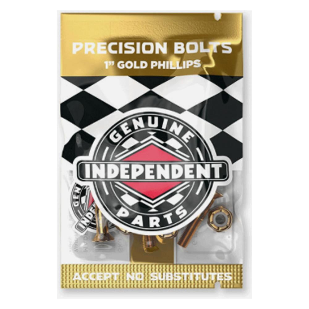 Indy Parts Precision Skateboard Phillips Bolts 1" Hardware Set Black/Gold Skateboard Small Parts indy