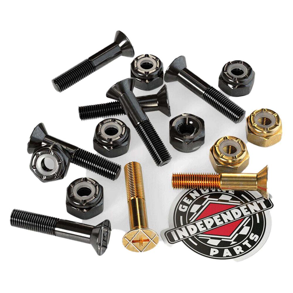 Indy Parts Precision Skateboard Phillips Bolts 1" Hardware Set Black/Gold Skateboard Small Parts indy