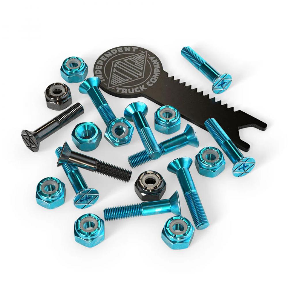 Indy Parts Precision Skateboard Phillips Bolts 1" Hardware Set with Tool Skateboard Small Parts indy Blue/Black