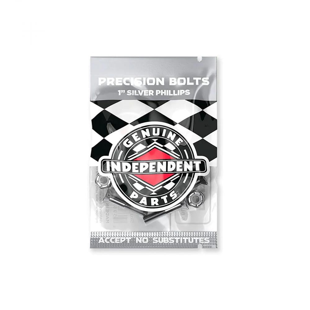 Indy Parts Precision Skateboard Phillips Bolts 1" Hardware Set Black/Silver Skateboard Small Parts indy