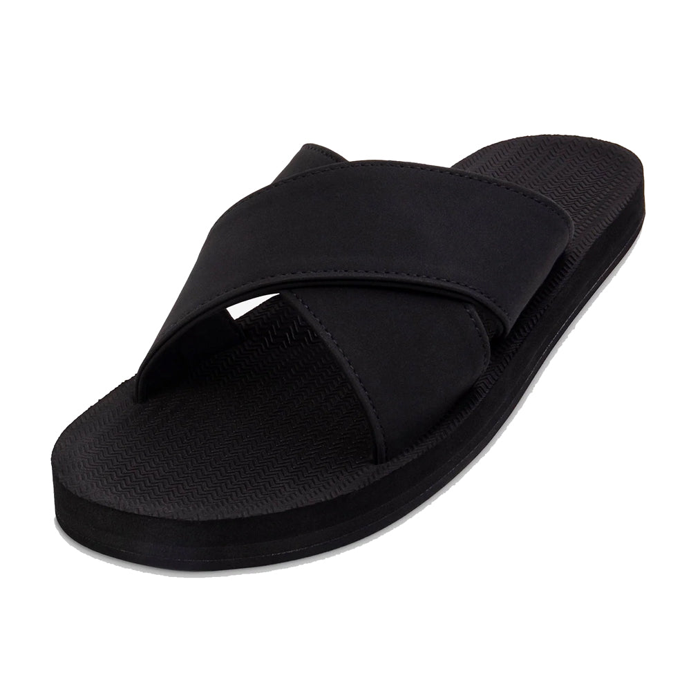 Indosole - Mens Sandals - ESSNTLS Cross - Black Sandals Indosole UK 6/7 - EU 39/40