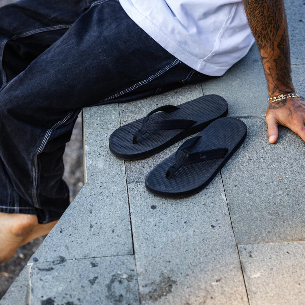 Indosole - Mens Flip Flops - Easy Living - Black Sandals Indosole
