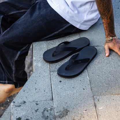 Indosole - Mens Flip Flops - Easy Living - Black Sandals Indosole