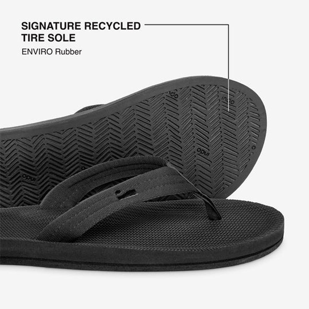 Indosole - Mens Flip Flops - Easy Living - Black Sandals Indosole