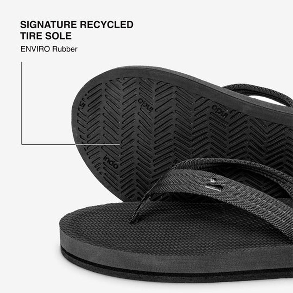 Indosole - Womens Flip Flops - Easy Living - Black Sandals Indosole