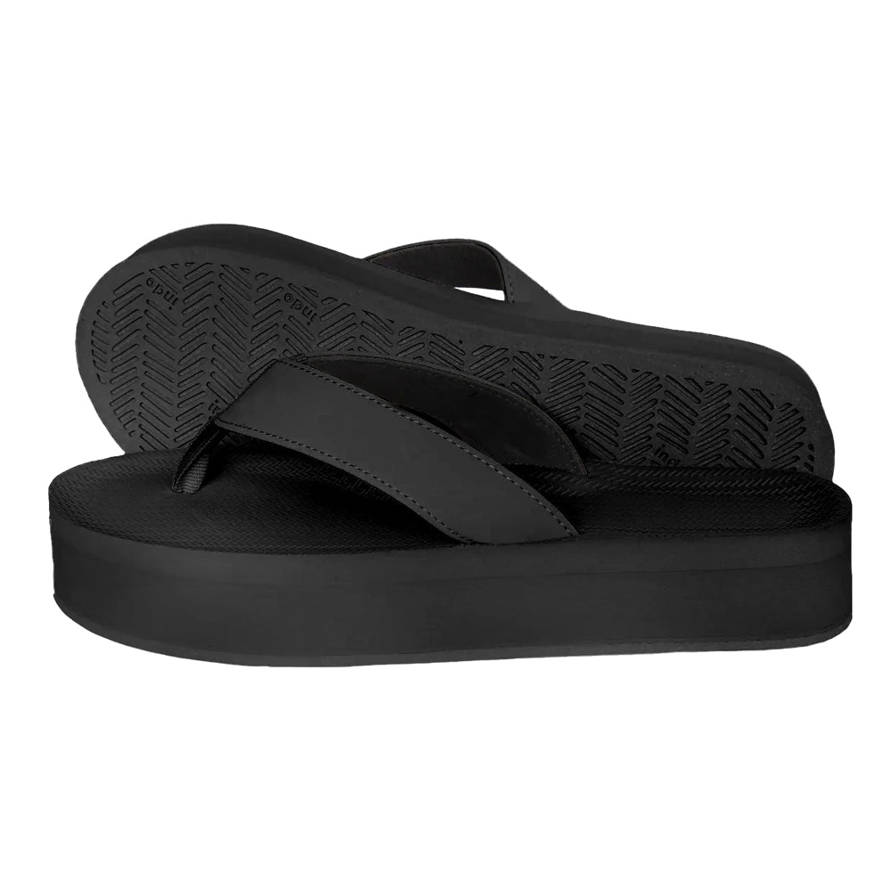 Indosole - Womens Flip Flops - Platform - Black Sandals Indosole