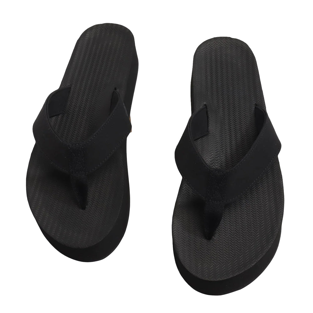 Indosole - Womens Flip Flops - Platform - Black Sandals Indosole