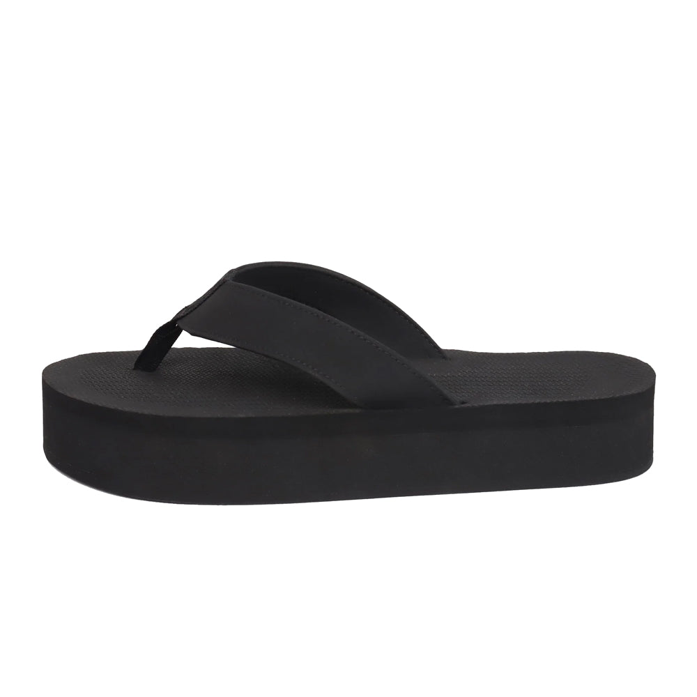 Indosole - Womens Flip Flops - Platform - Black Sandals Indosole